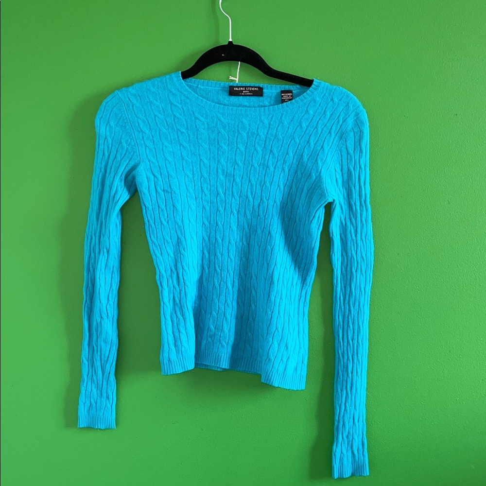 Valerie Stevens Blue Cashmere Sweater